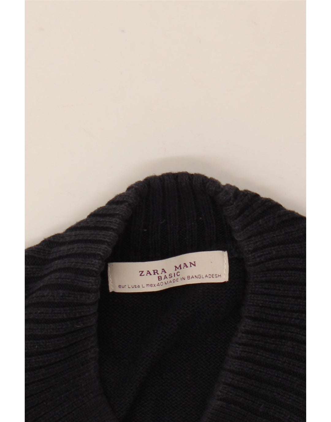 Maglione Zara da uomo con scollo a V grande blu navy