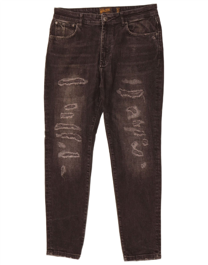 Jeans slim invecchiati da uomo Zara EU 44 Large W34 L30 cotone nero