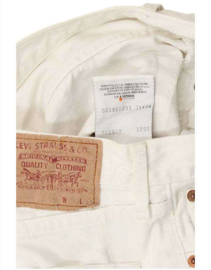 Jeans dritti da donna Levi's W31 L27 in cotone bianco sporco