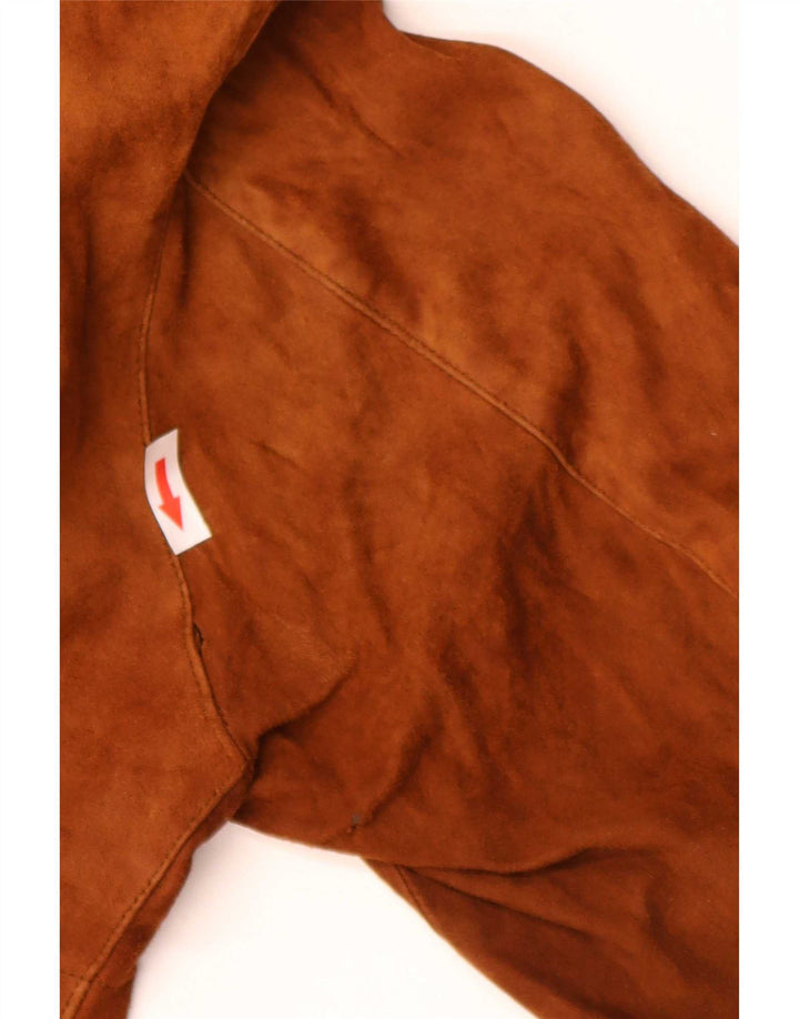 Soprabito vintage da donna in pelle scamosciata UK 12 Marrone medio