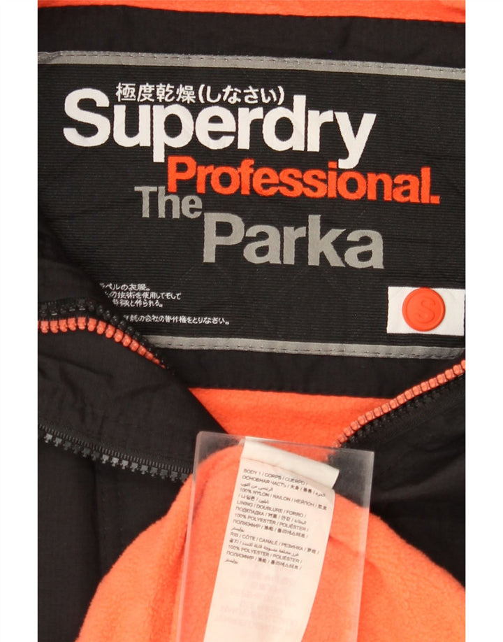 Giacca parka da uomo con cappuccio SUPERDRY UK 36 piccola in nylon nero