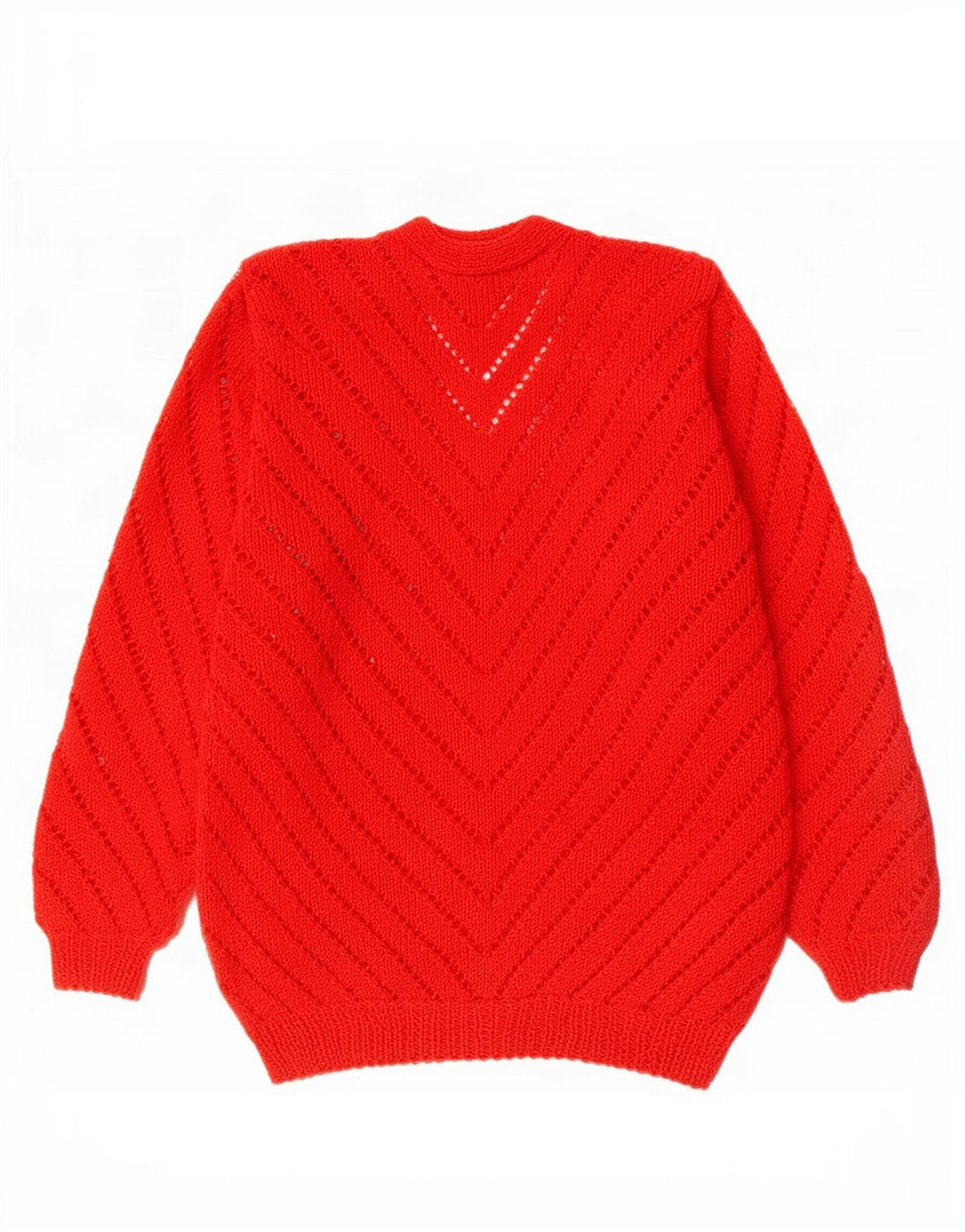 Maglione da donna vintage con scollo a V e cravatta sul davanti UK 10 piccolo rosso