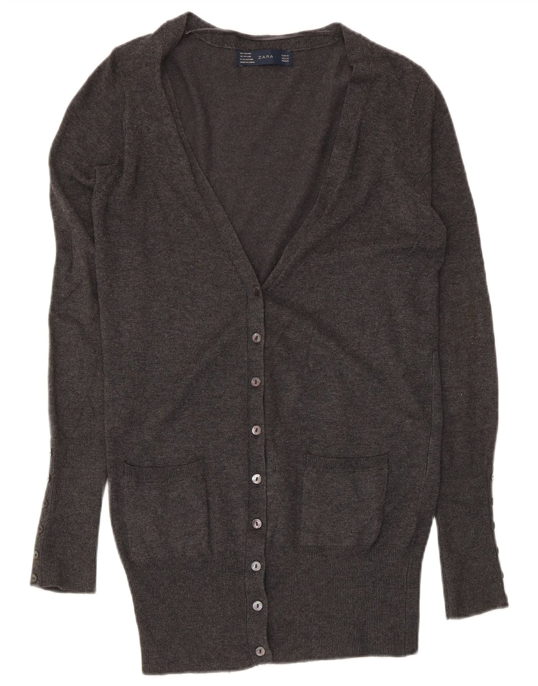 Maglione cardigan da donna Zara UK 12 Rayon grigio medio