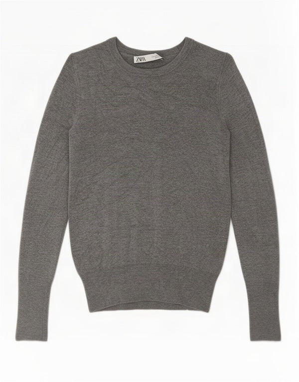 Maglione Zara da donna con scollo a barca UK 10 piccolo in viscosa grigia