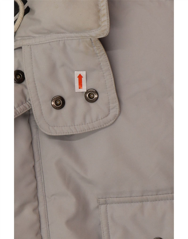 Cappotto imbottito ampio da uomo VINTAGE UK 36 piccolo poliestere grigio