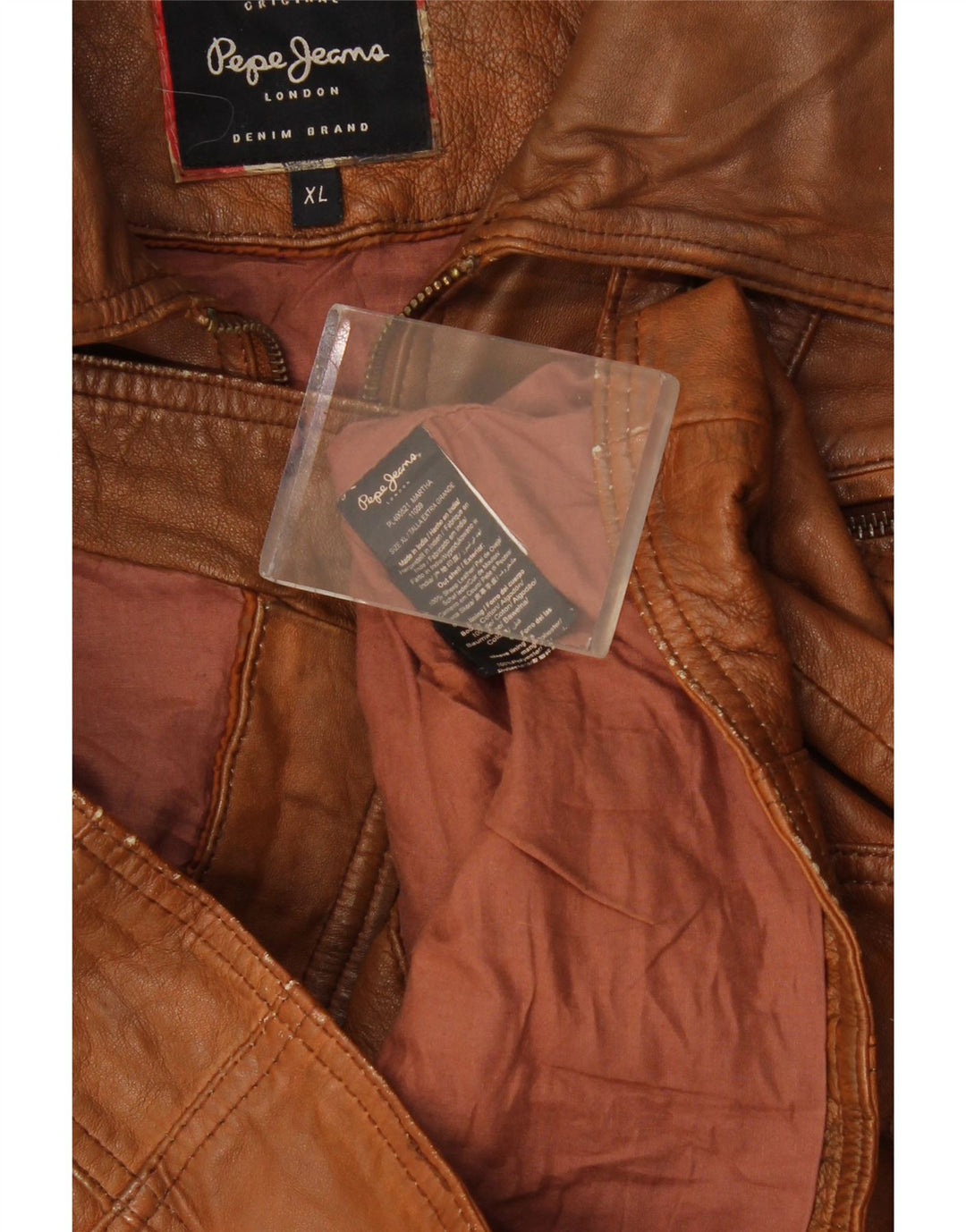 Giacca in pelle corta da donna PEPE Jeans UK 18 XL Marrone