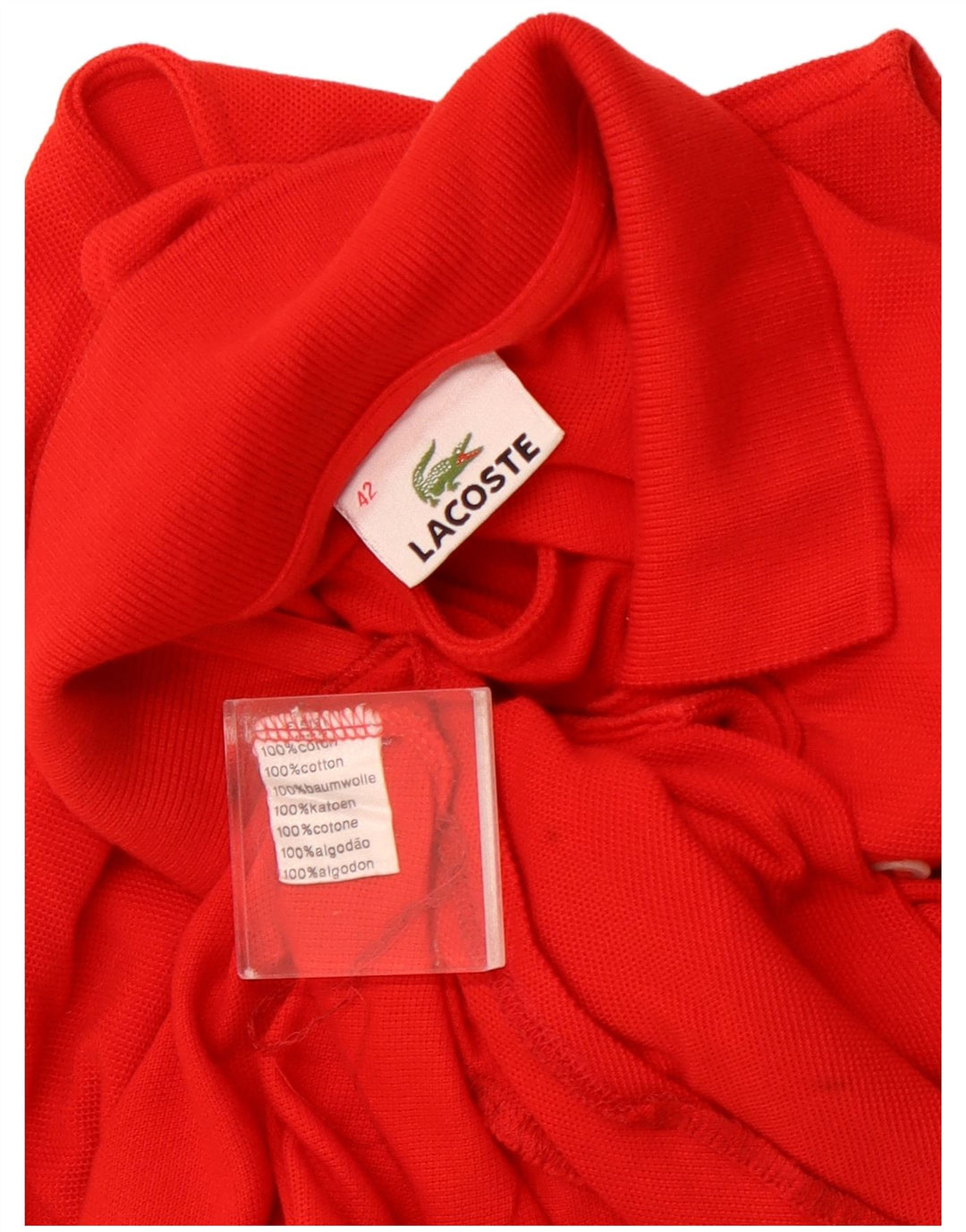 Abito polo senza maniche da donna LACOSTE taglia 42 grande cotone rosso