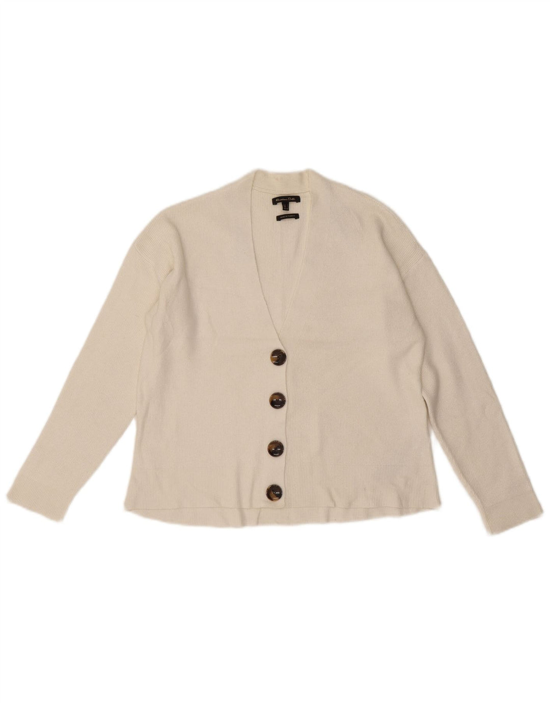Massimo Dutti Maglione cardigan corto da donna UK 10 piccolo viscosa bianca