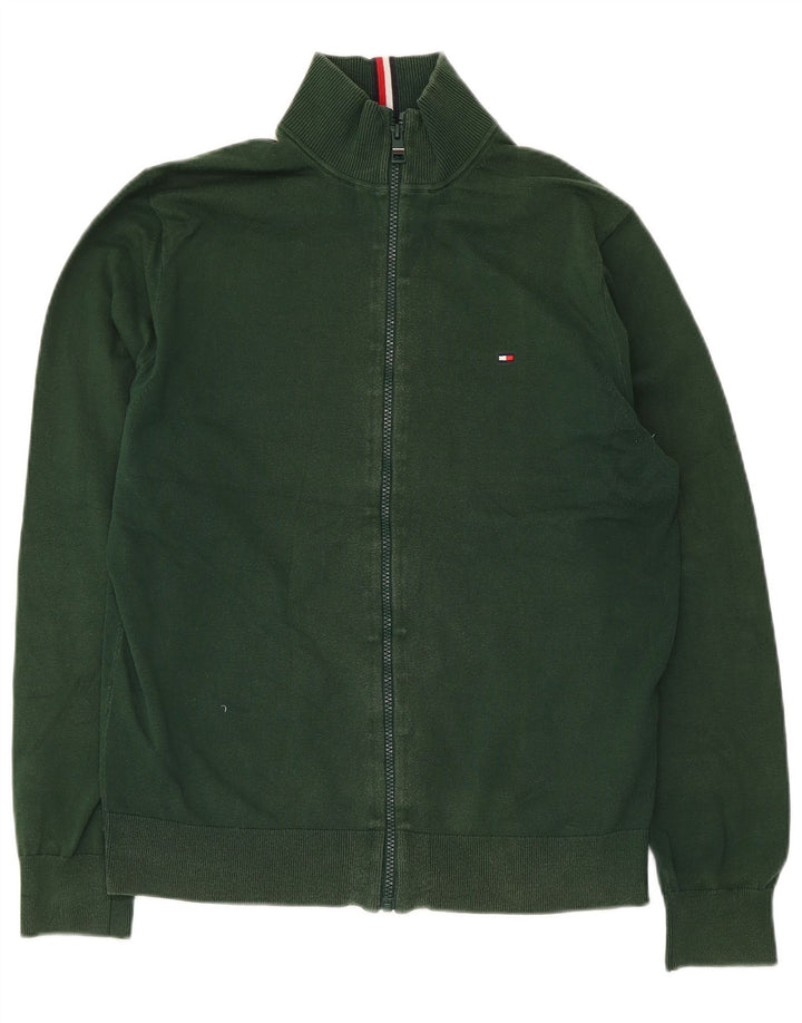 Maglione cardigan con zip intera da uomo Tommy Hilfiger in cotone verde medio