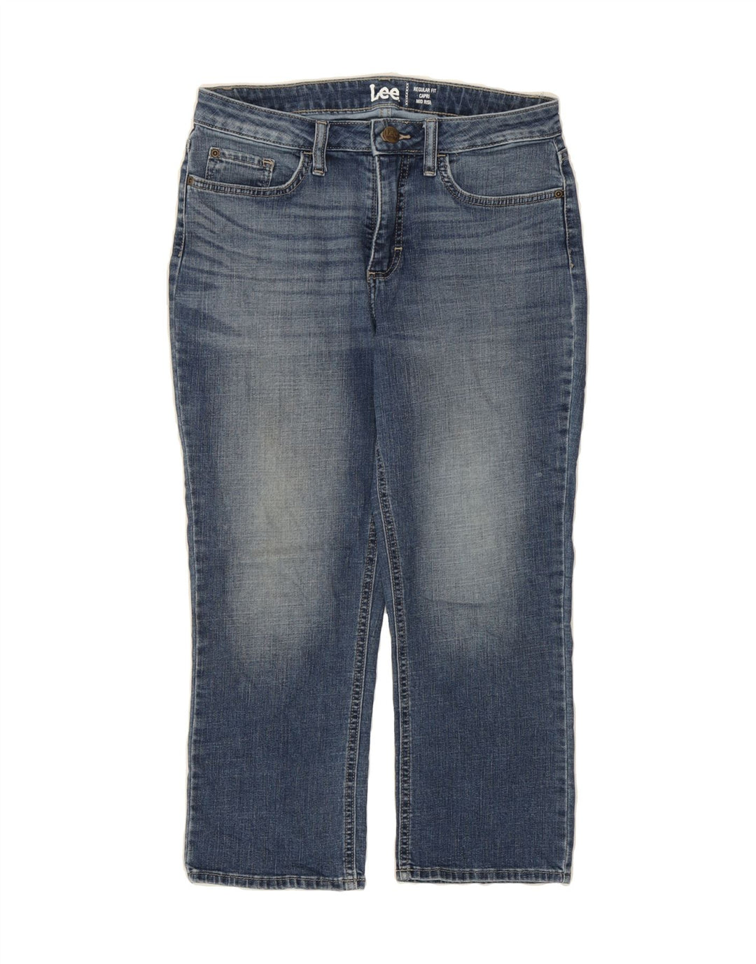 LEE Womens Regular Fit Mid Rise Capri Jeans US 8 Medium W30 L22 Blue Vintage Lee and Second-Hand Lee from Messina Hembry 