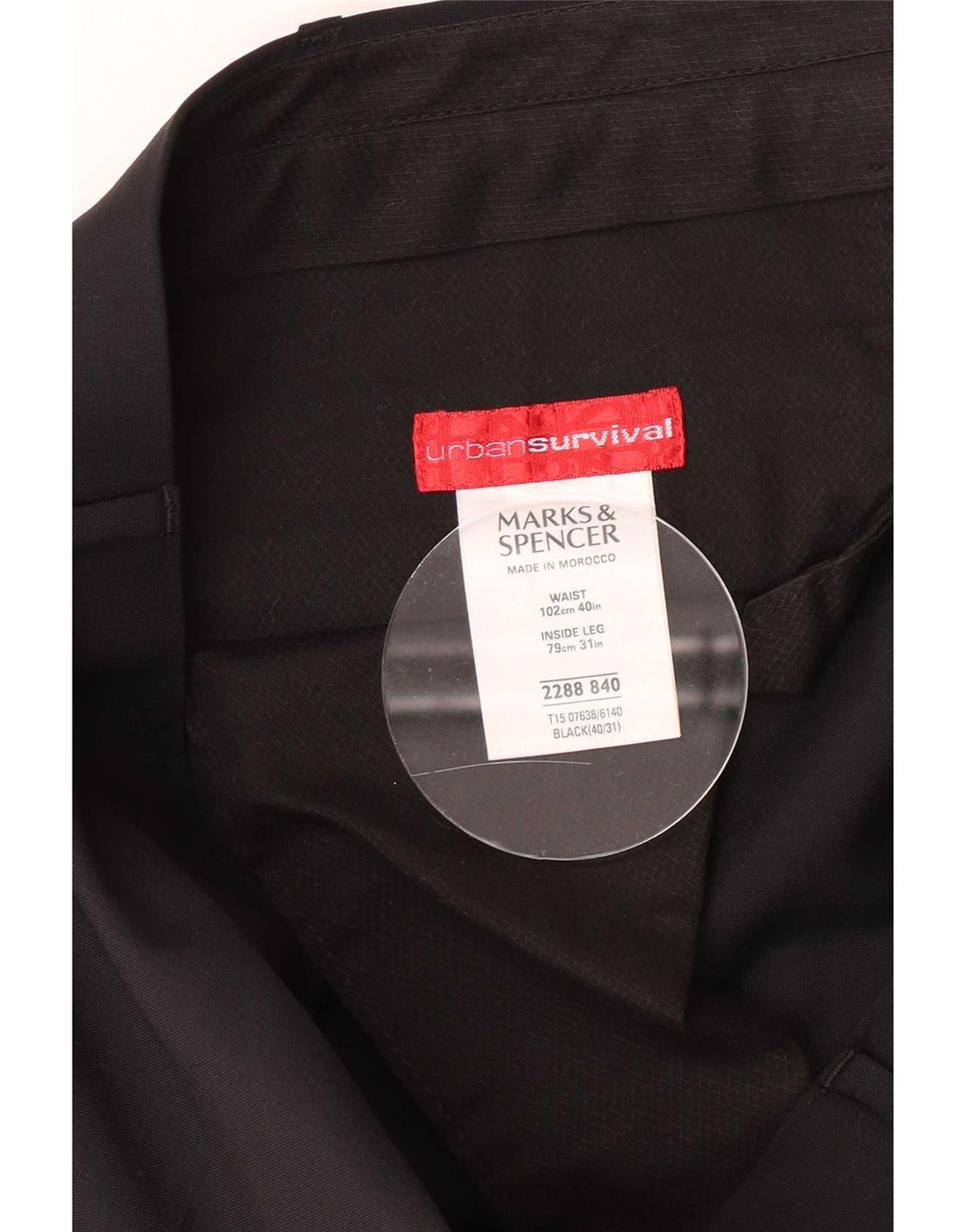 Pantaloni da abito dritti da uomo Marks & Spencer W40 L31 lana nera