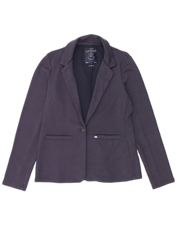 Giacca blazer da donna a 1 bottone Superdry UK 14 cotone blu navy medio