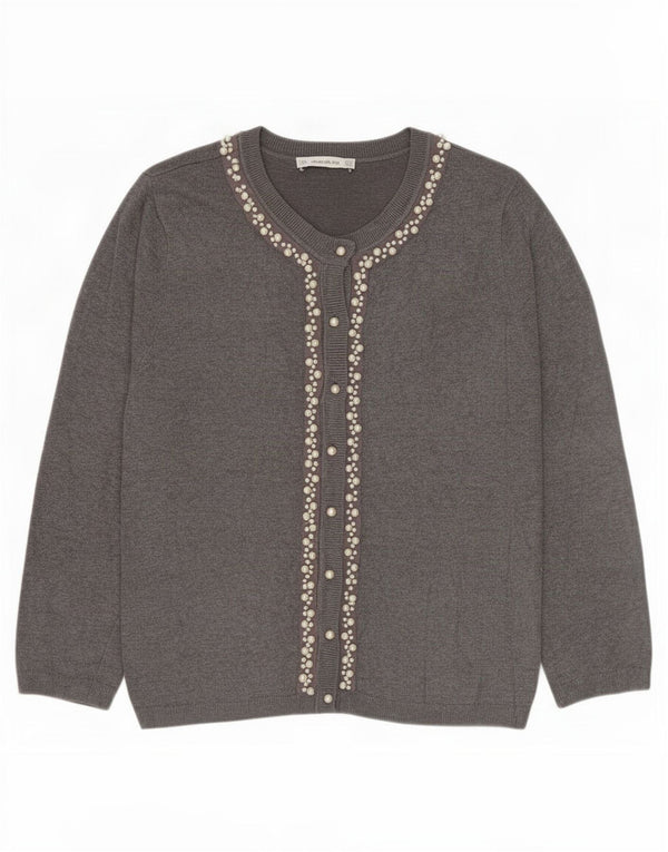 Maglione cardigan da donna Zara UK 14 grande grigio