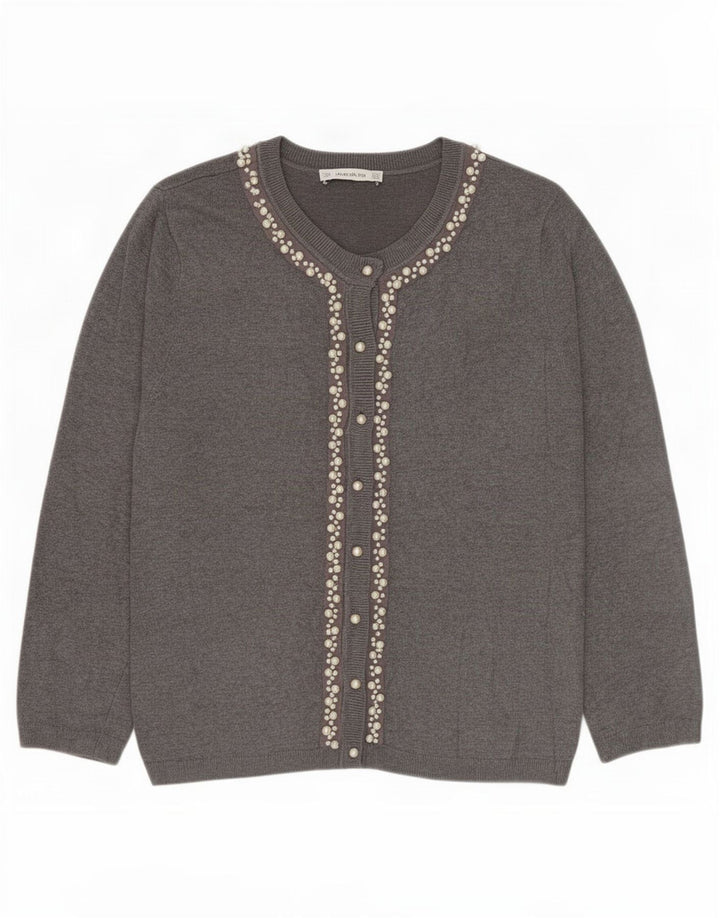 Maglione cardigan da donna Zara UK 14 grande grigio