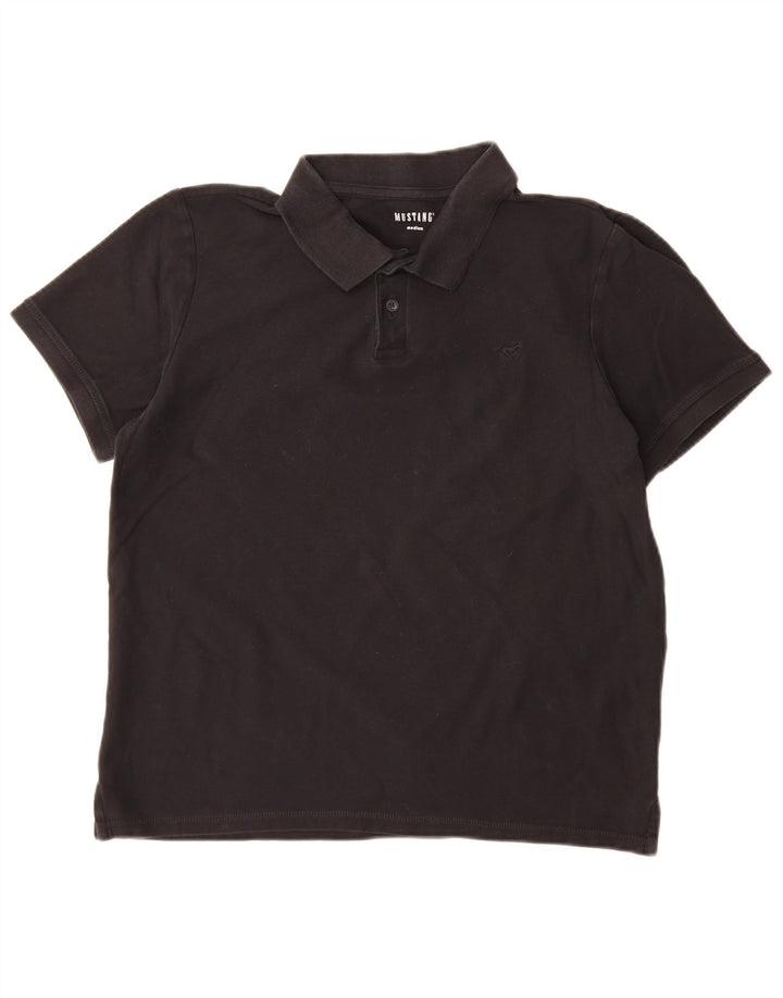 Polo da uomo Mustang in cotone nero medio