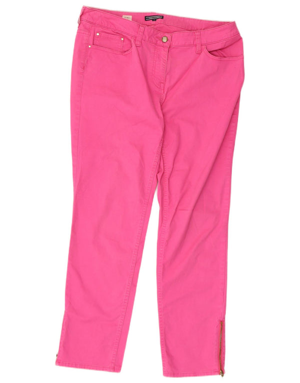 TOMMY HILFIGER Pantaloni casual dritti da donna US 12 Large W36 L28 Rosa
