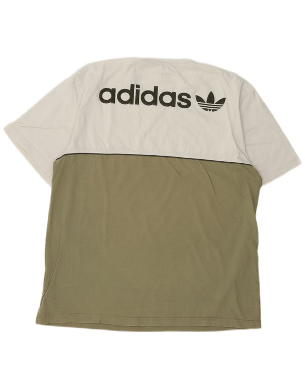 T-shirt grafica da uomo Adidas Top grande in cotone color block bianco