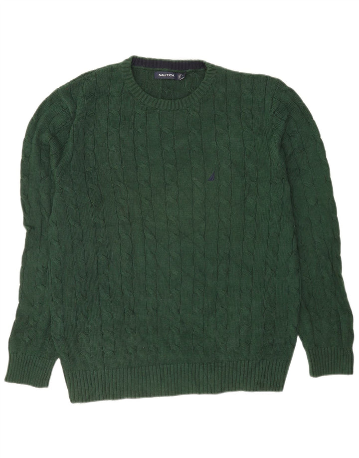 Maglione maglione girocollo da uomo Nautica grande cotone verde