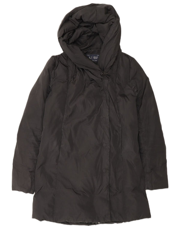 ARMANI JEANS Cappotto imbottito oversize con cappuccio da donna IT 38 XS Poliestere nero