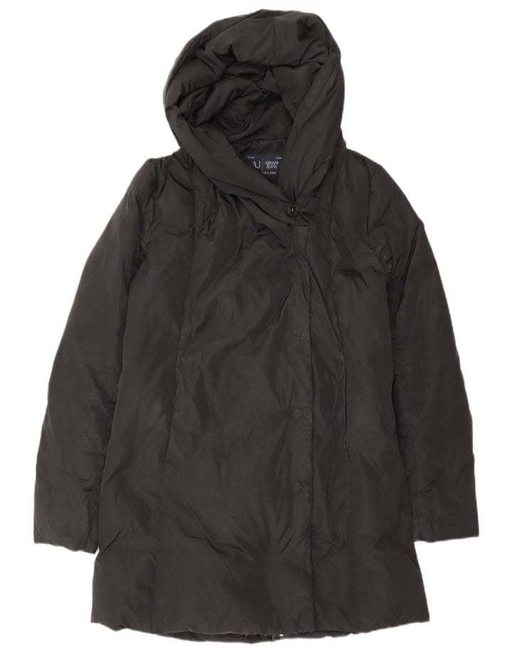 ARMANI JEANS Cappotto imbottito oversize con cappuccio da donna IT 38 XS Poliestere nero