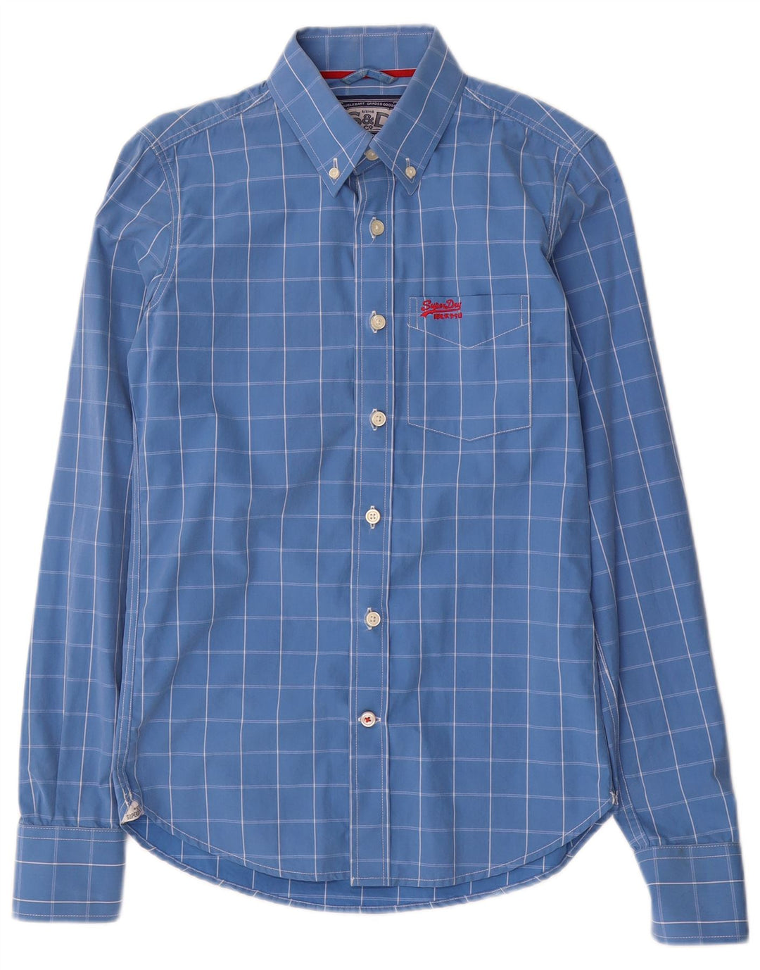 Camicia da uomo Superdry in cotone a quadri piccoli blu