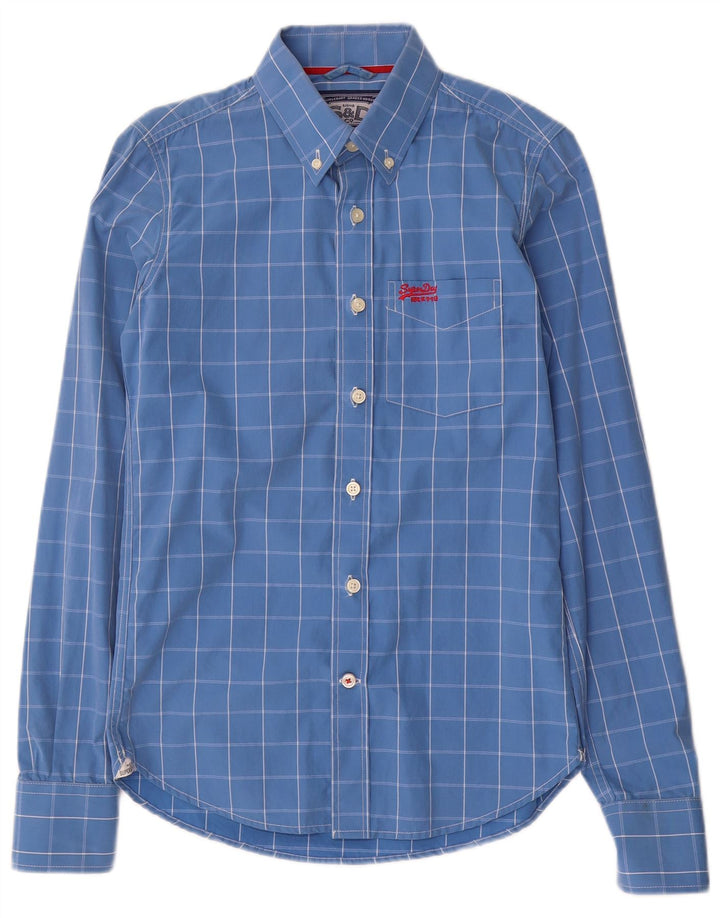 Camicia da uomo Superdry in cotone a quadri piccoli blu