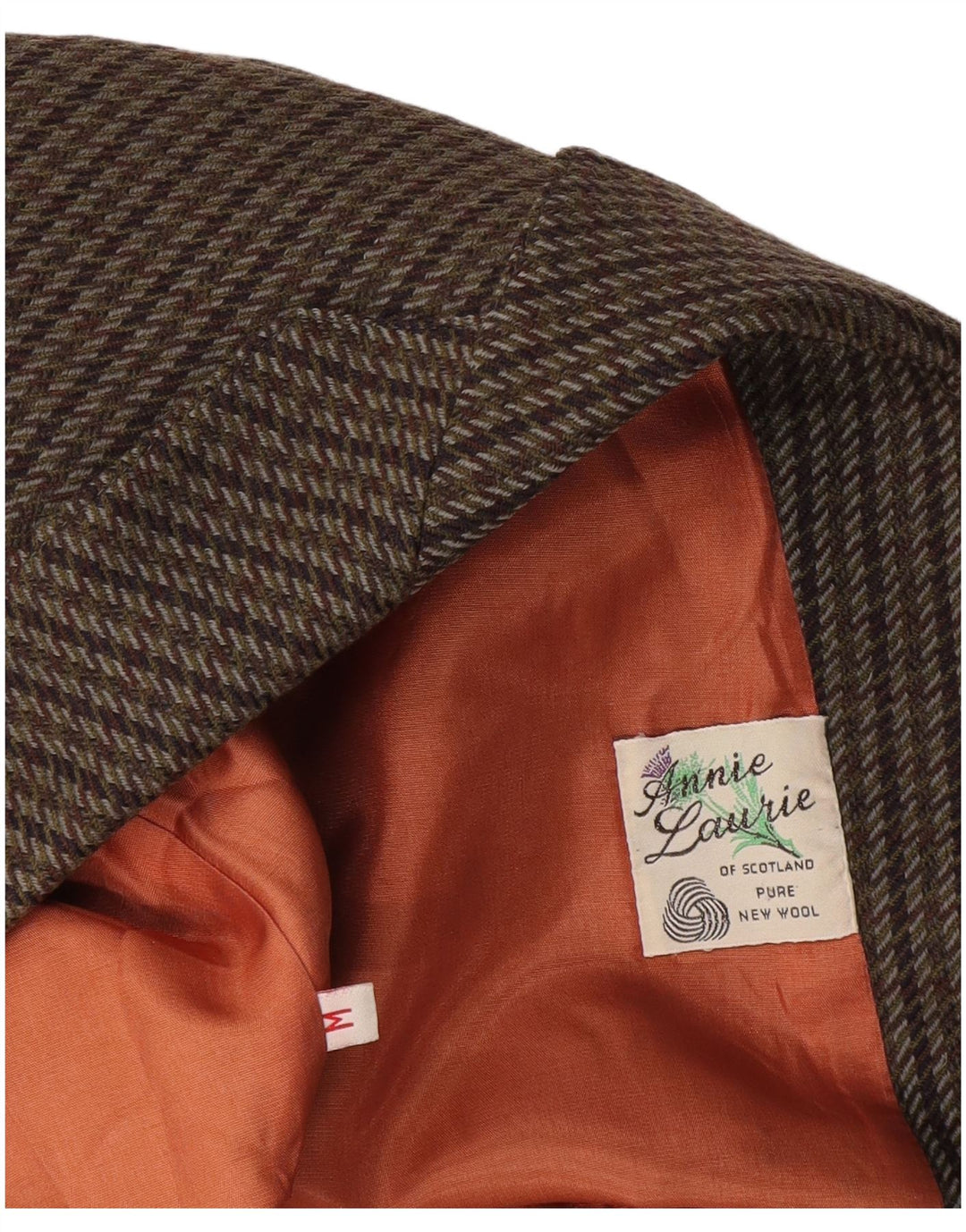 Giacca blazer doppiopetto vintage da donna UK 14 pied de poule marrone medio