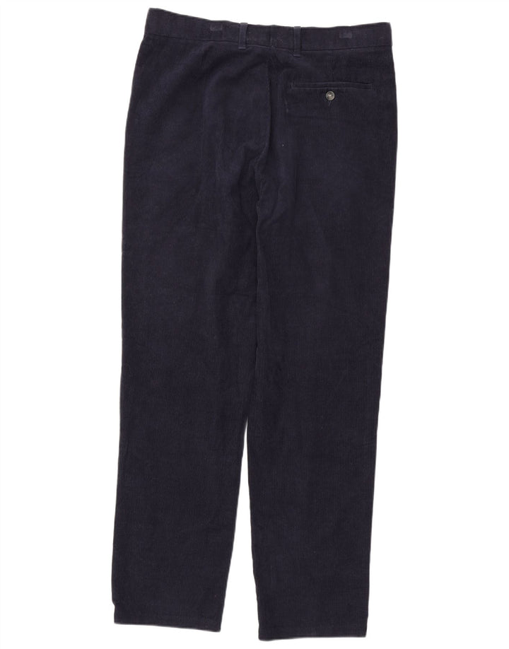 MARKS & SPENCER Pantaloni regolari da uomo in velluto a coste W34 L33 cotone blu navy