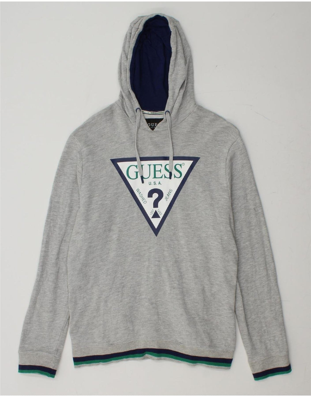 GUESS Felpa con cappuccio grafica da uomo grande in cotone grigio