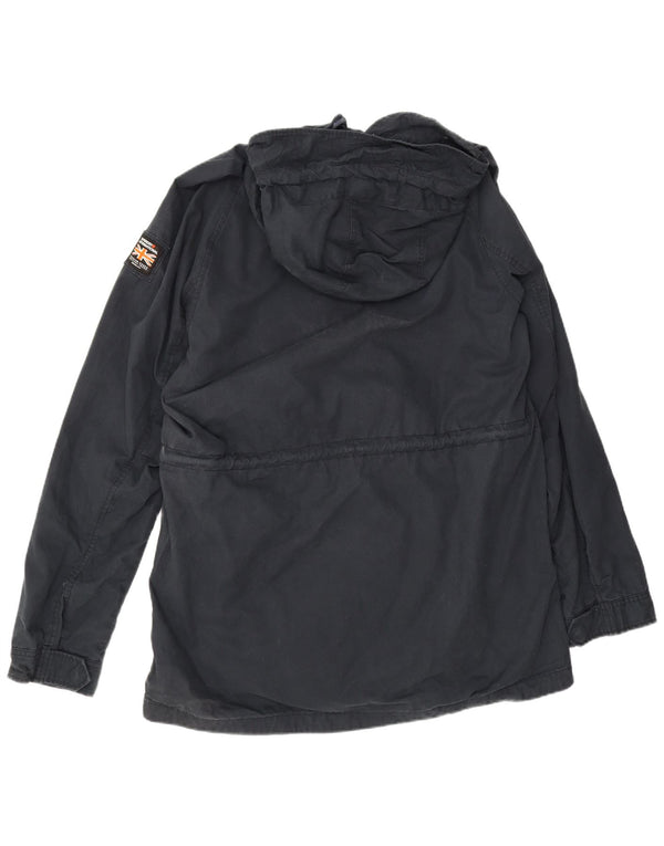 Giacca parka da uomo con cappuccio Superdry UK 46 3XL cotone blu navy
