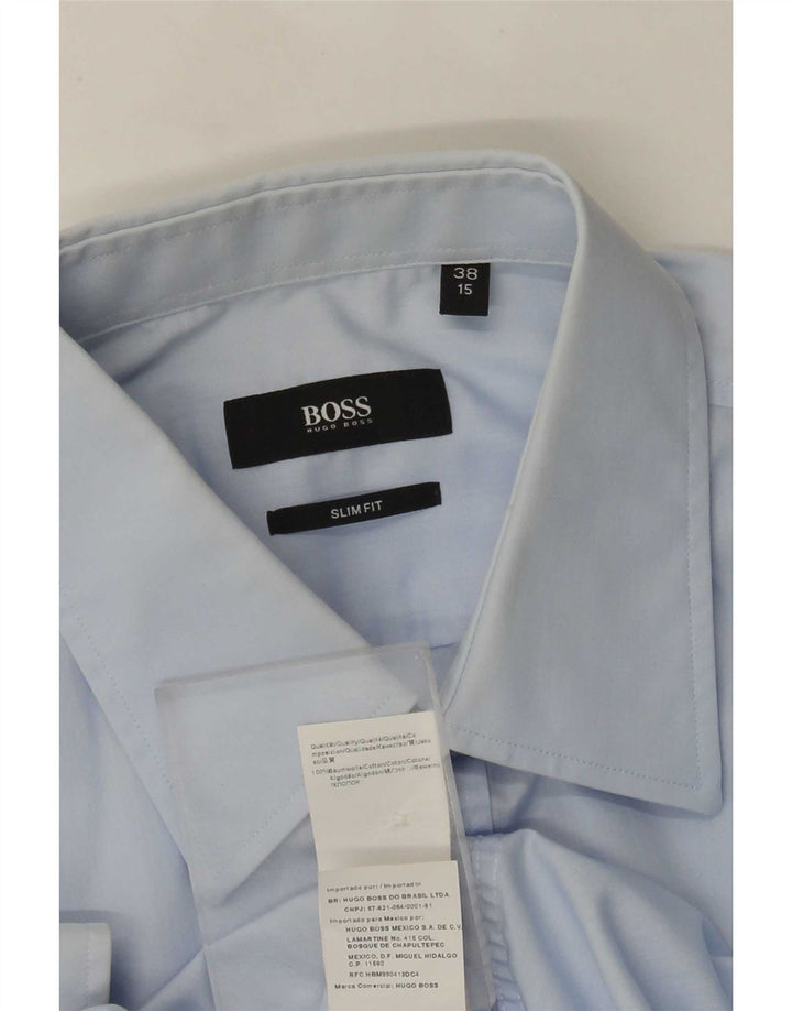 Camicia slim fit da uomo Hugo Boss taglia 38 15 cotone blu medio