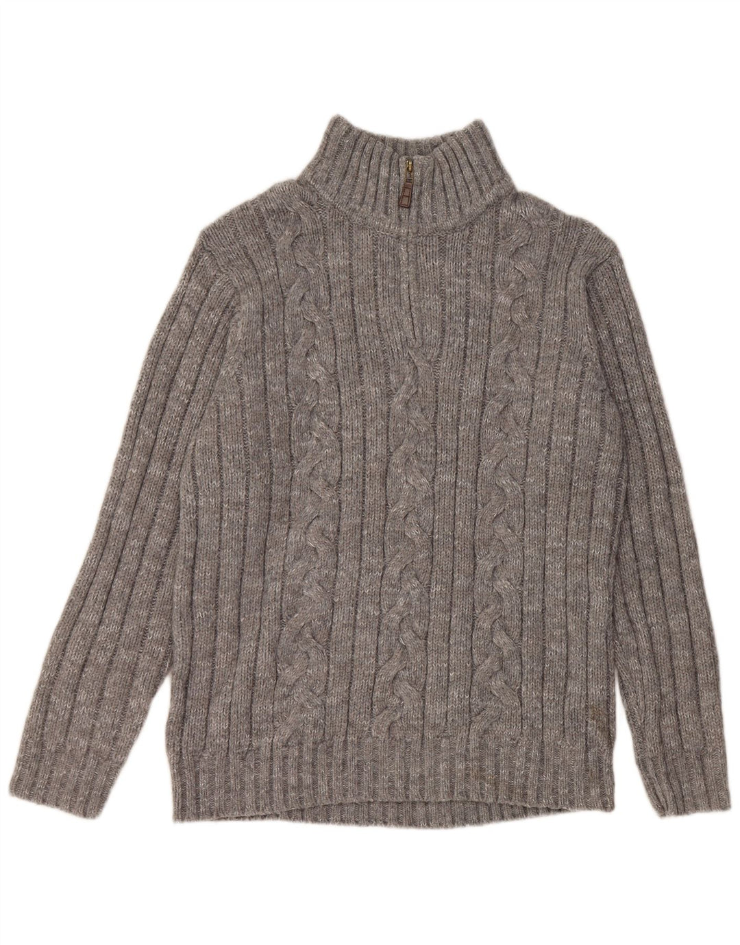 Maglione da uomo Marks & Spencer con zip e collo grande in acrilico chiazzato grigio