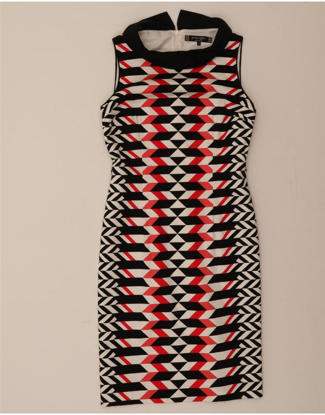 PRINCIPLES Womens Sleeveless Sheath Dress UK 12 Medium Black Geometric Vintage Principles and Second-Hand Principles from Messina Hembry 