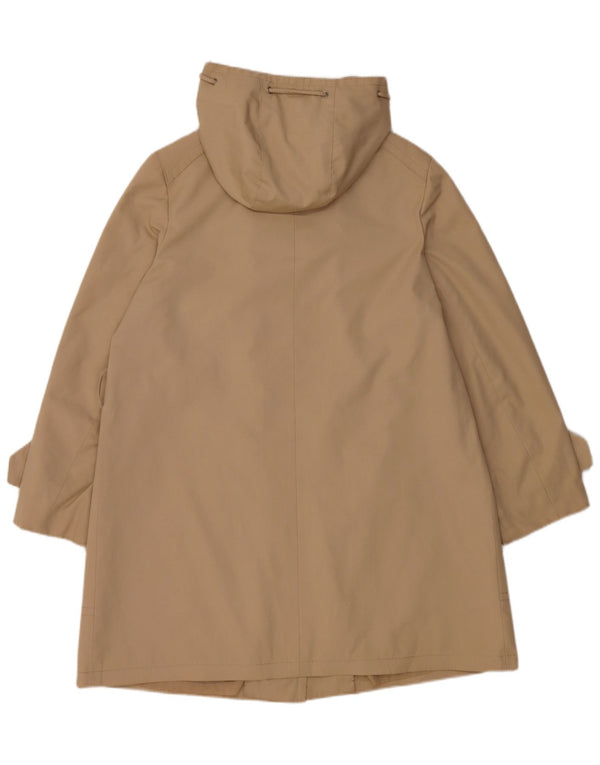 Soprabito con cappuccio da donna vintage UK 16 grande poliestere beige