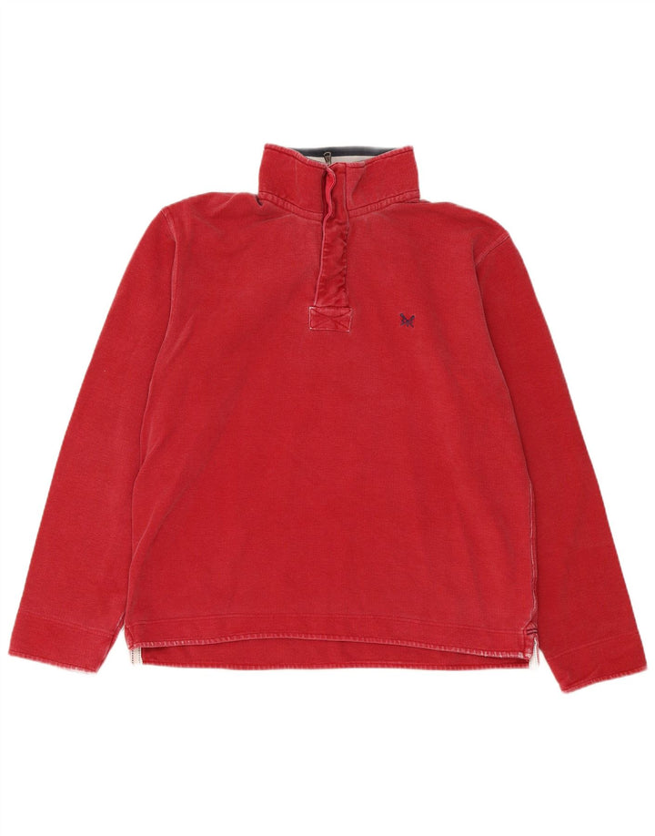 Crew Clothing Felpa con collo con zip da uomo Maglione rosso medio in cotone
