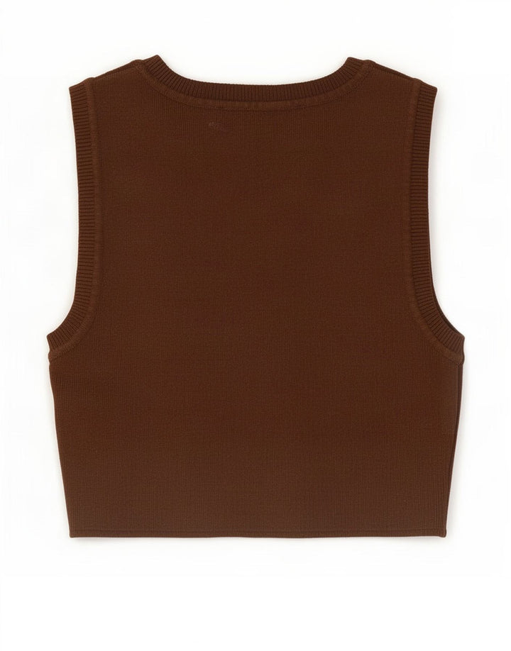 Canotta corta da donna Zara UK 8 piccola marrone