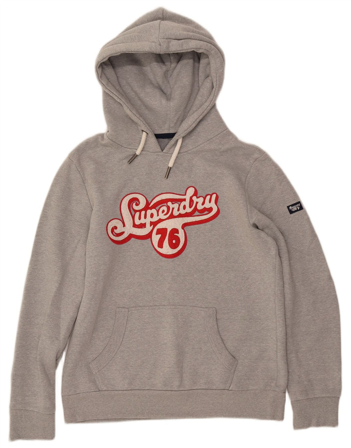 Maglione con cappuccio grafico da donna SUPERDRY UK 14 Cotone grigio medio