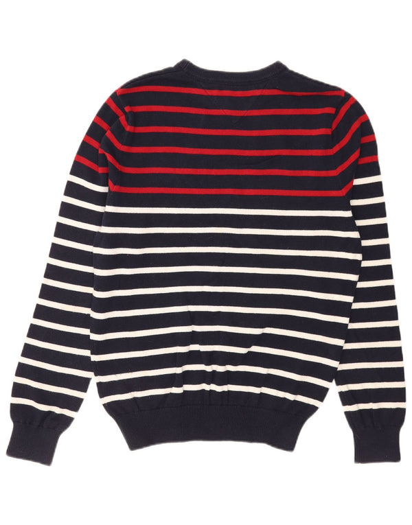 Tommy Hilfiger Uomo Maglione con scollo a barca Maglione piccolo in cotone a righe blu navy