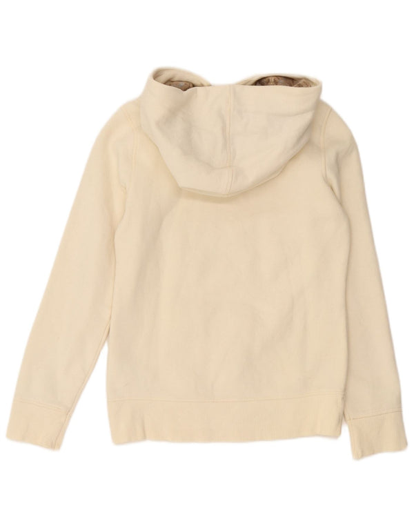 PLAYLIFE Womens Hoodie Jumper UK 10 Small Off White Cotton