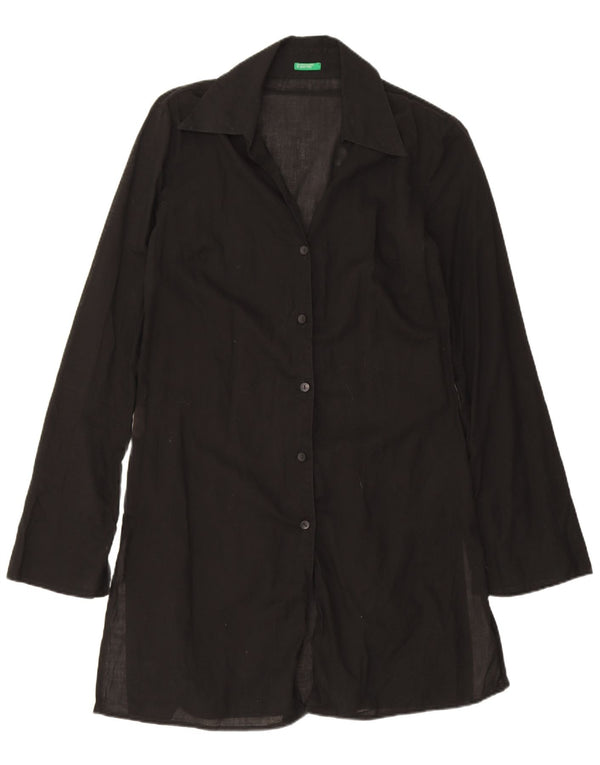 Abito camicia da donna Benetton UK 10 piccolo cotone nero
