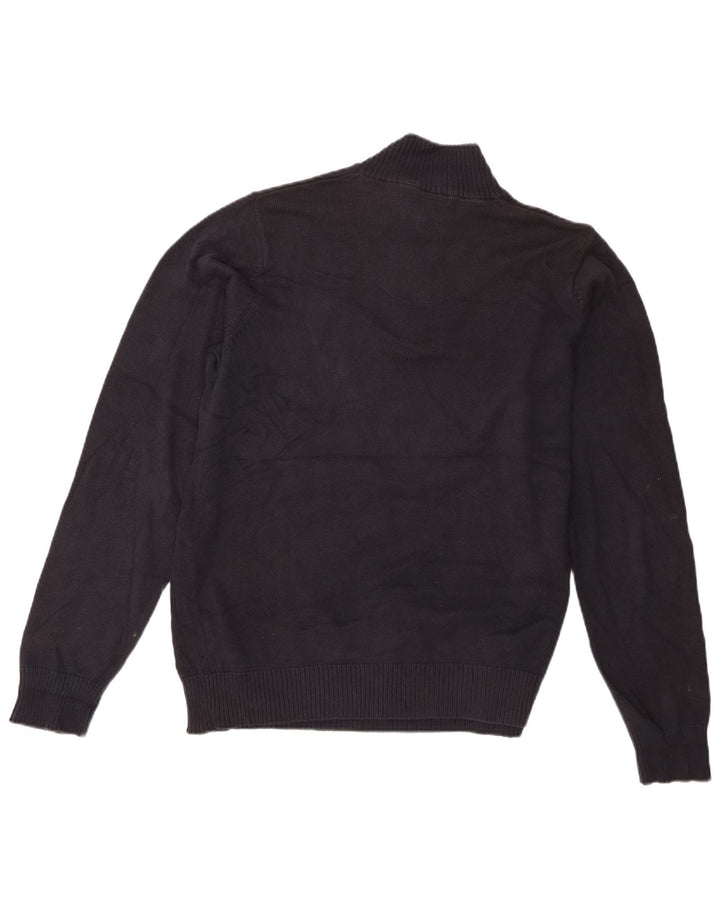 Maglione da uomo Marks & Spencer con zip e collo in cotone medio blu navy