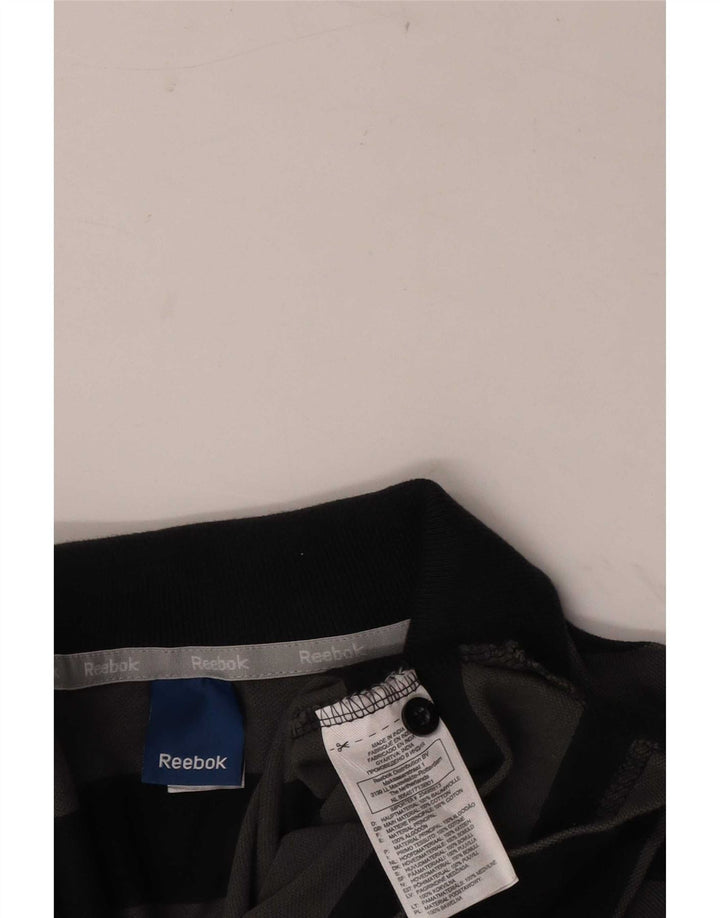 Polo Reebok da uomo XL in cotone a righe grigie