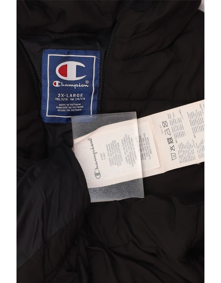 Giacca imbottita con cappuccio con grafica CHAMPION per ragazzi 15-16 anni 2XL Nera