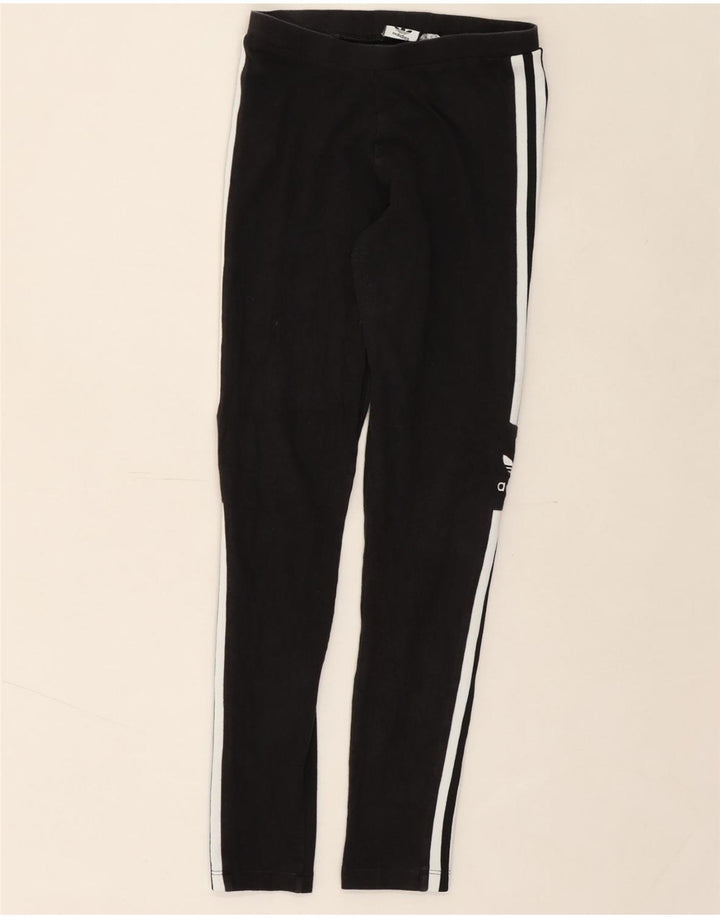 ADIDAS Womens Graphic Leggings UK 10 Small Black Cotton Vintage Adidas and Second-Hand Adidas from Messina Hembry 