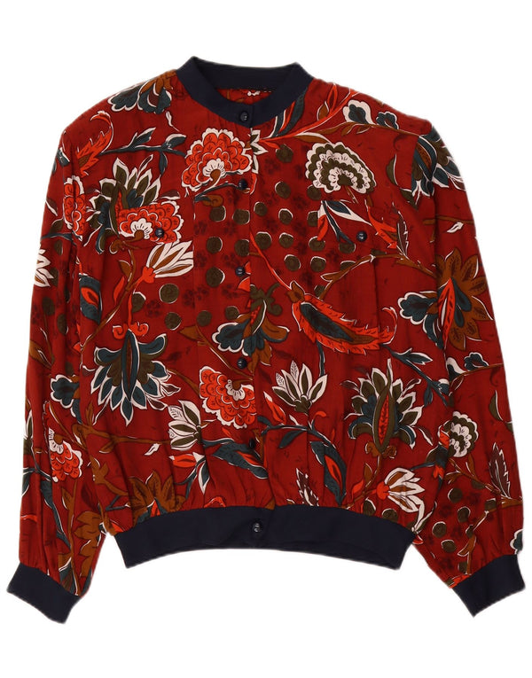 Camicetta da donna VINTAGE UK 18 XL Viscosa floreale rossa