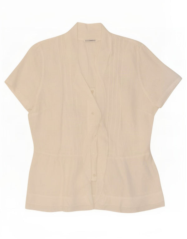 Enara Camice Camicia a maniche corte da donna Camicetta UK 14 Large Bianca