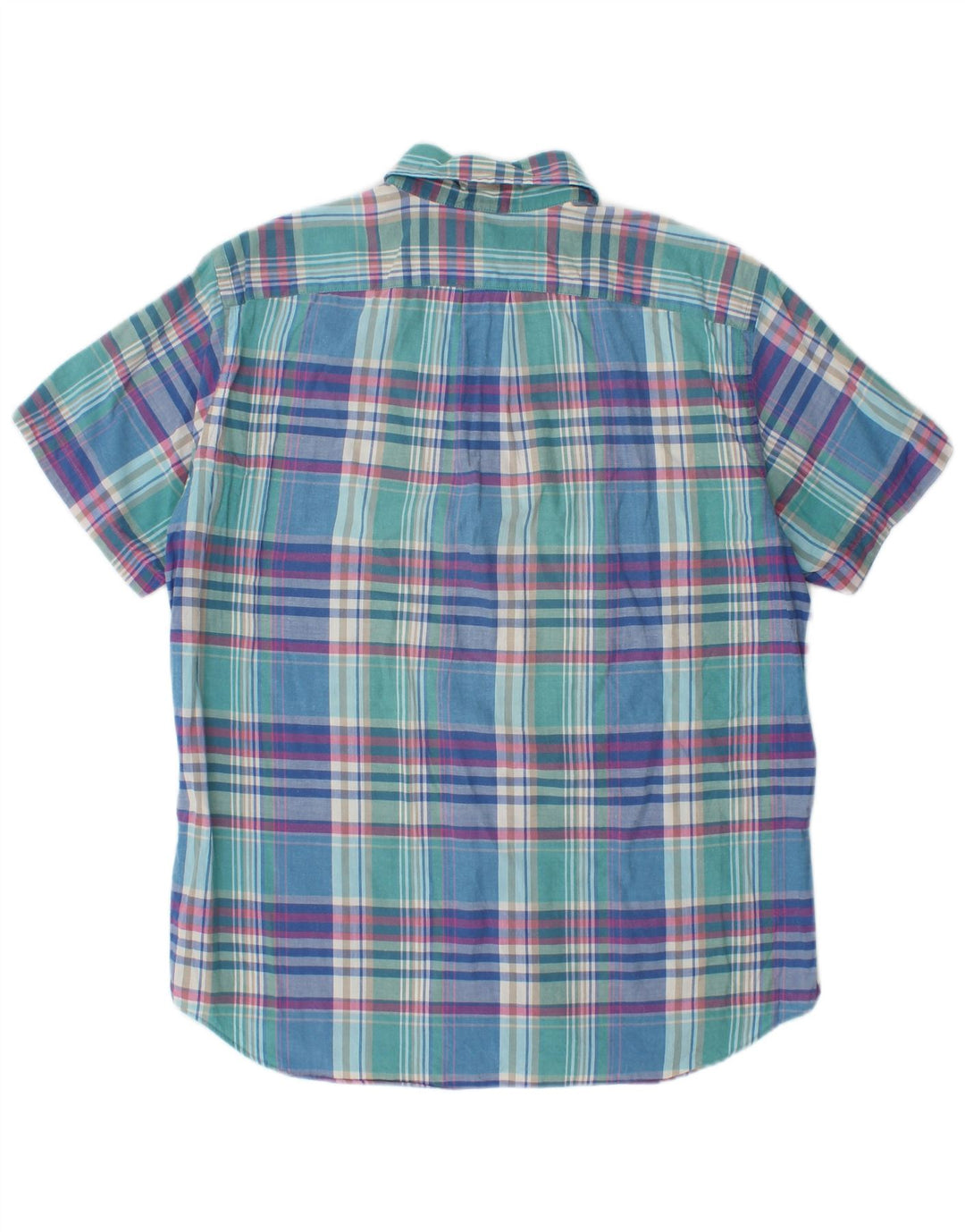Camicia a maniche corte da uomo J. Crew in cotone scozzese blu medio