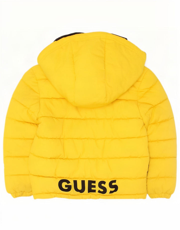 Giubbotto imbottito con cappuccio grafico da ragazzo Guess 3-4 anni in poliestere giallo
