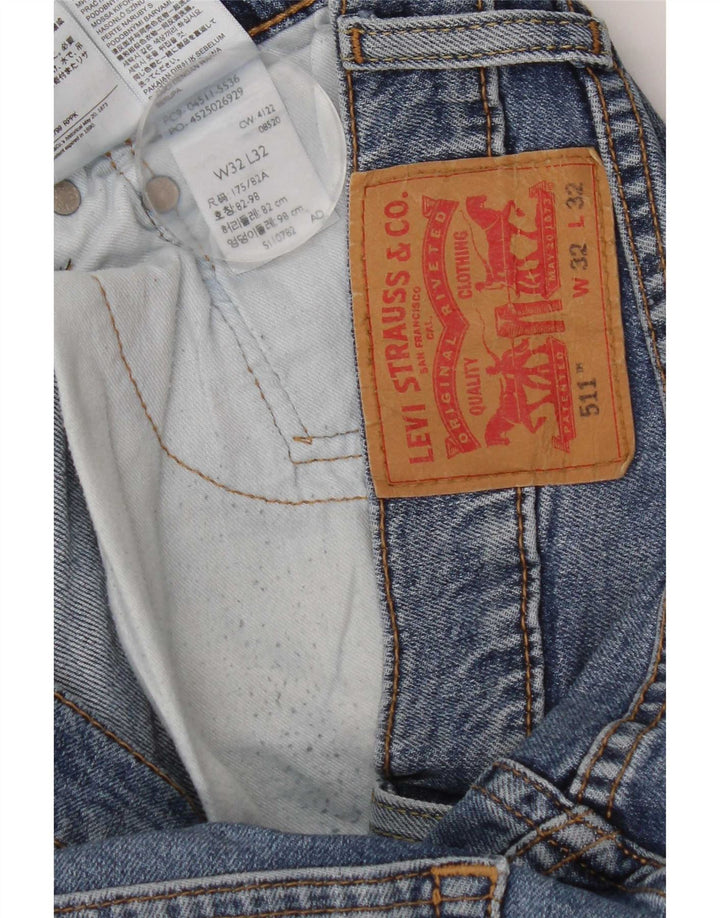 Levi's Uomo 511 Slim Jeans W32 L32 Cotone Blu