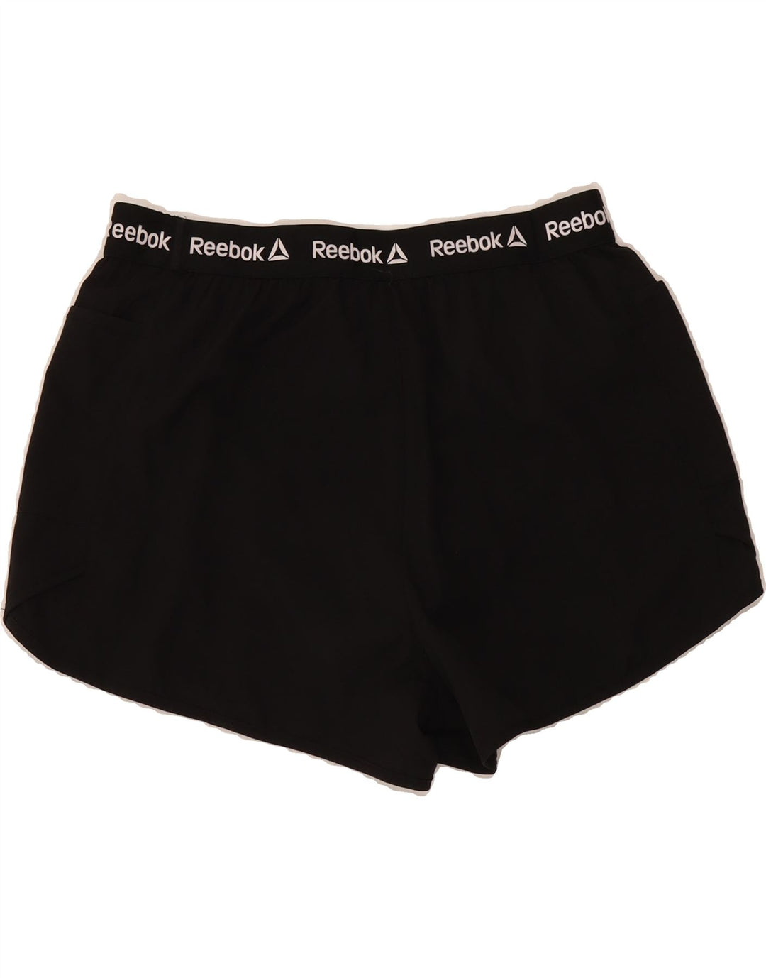 REEBOK Womens Graphic Sport Shorts UK 14 Large Black Vintage Reebok and Second-Hand Reebok from Messina Hembry 